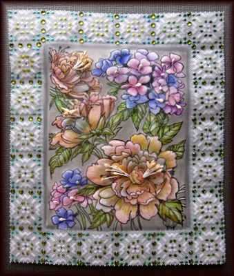 Parchment Craft作品「牡丹と紫陽花」